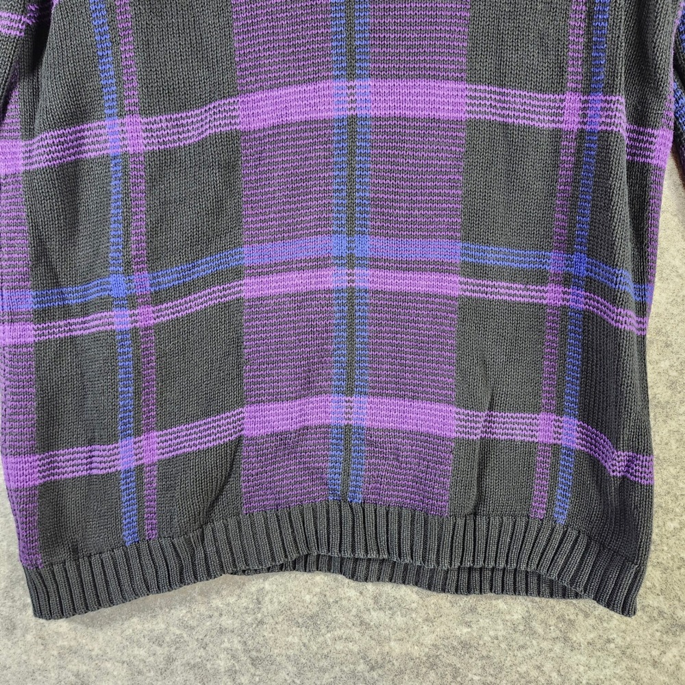 Lauren Ralph Lauren Women P/M Purple Black Plaid Quarter Zip Cotton Sweater - Picture 8 of 12
